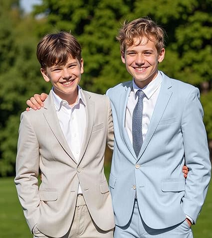 Boys Linen Suit Casual Summer 3 Piece Slim Fit Suit Breathable Kids Teen boy Jacket Vest Pant